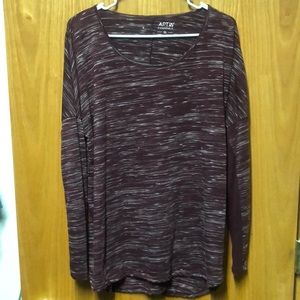 Apt 9 Maroon swoop neck long sleeve tshirt women xl bust 40” tummy hider